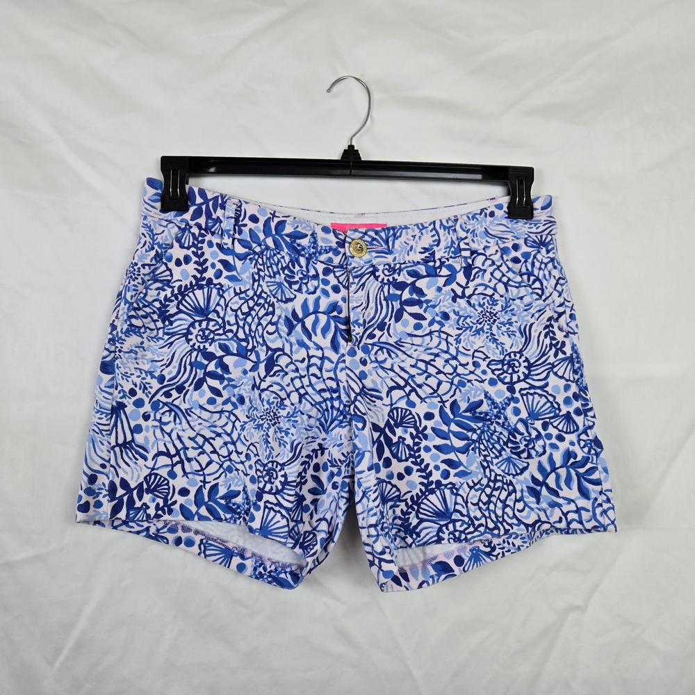 Lilly Pulitzer Women Jayne Calla Lilly Pink High Tides Good Vibes Knit Shorts 10